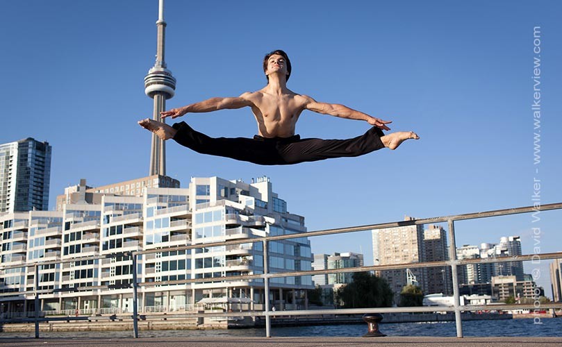 Evgeni Dokoukine jumping with flour powder. Toronto Canada dance photography by David Walker.