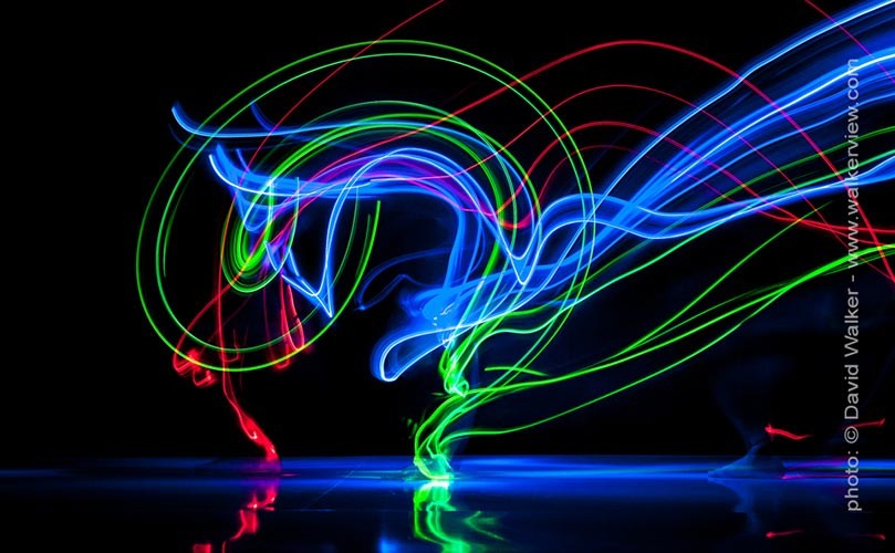 Dancer wearing LED lights David Walker photography.