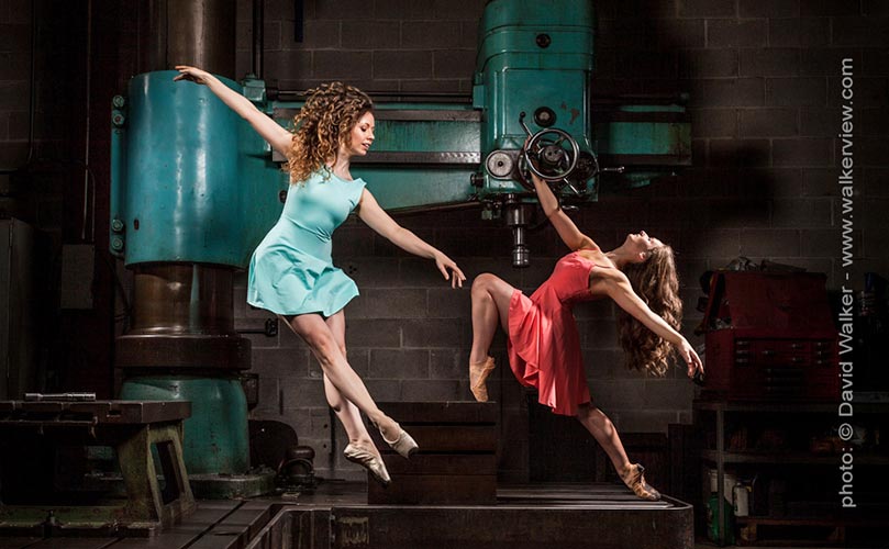 Professional ballet dancers at a machine shop Toronto dance photograph by David Walker