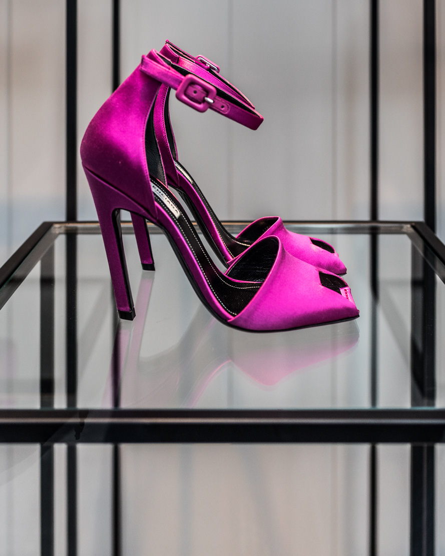 2017 Fashion Balenciaga Purple Satin Square Toe 127mm Stiletto Heels downtown Toronto Canada dance and performance photographer David Walker